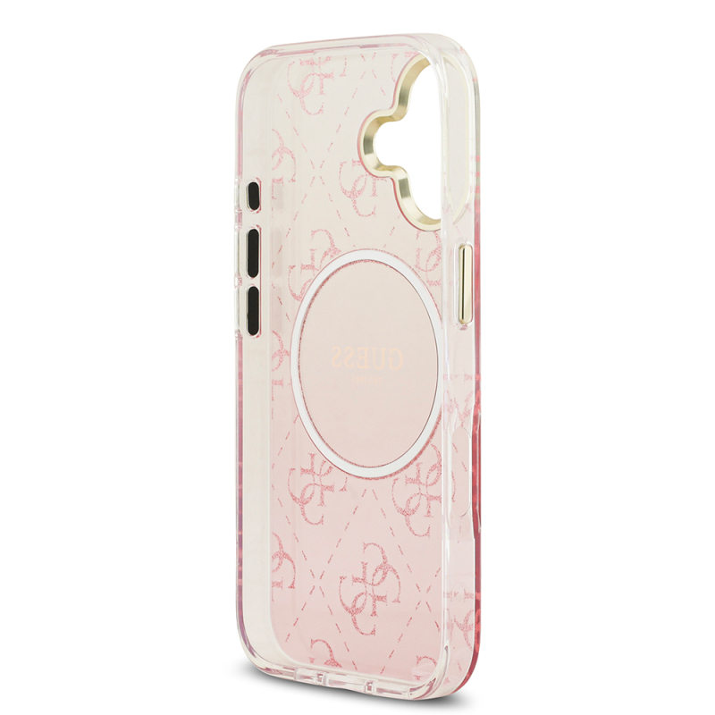 Apple iPhone 17 Case Guess Original Licensed M-safe Charging Feature 4G Patterned Glitter Silicone Cover - 17