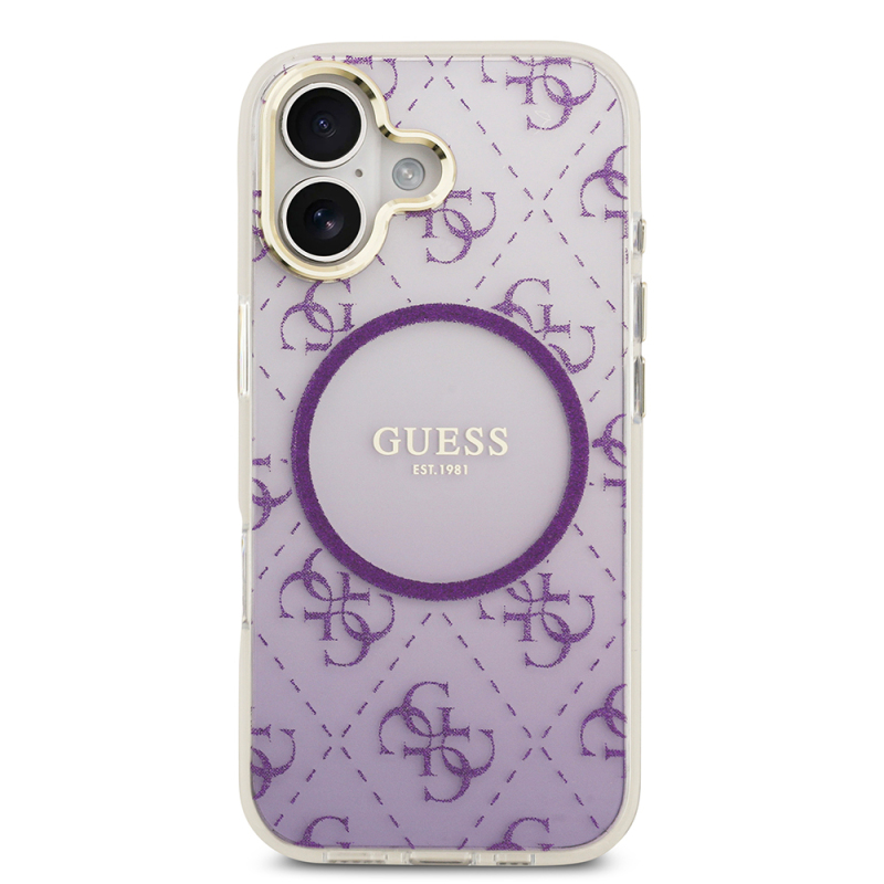 Apple iPhone 17 Case Guess Original Licensed M-safe Charging Feature 4G Patterned Glitter Silicone Cover - 20