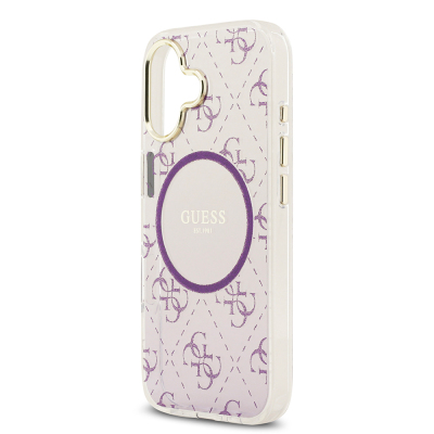 Apple iPhone 17 Case Guess Original Licensed M-safe Charging Feature 4G Patterned Glitter Silicone Cover - 23