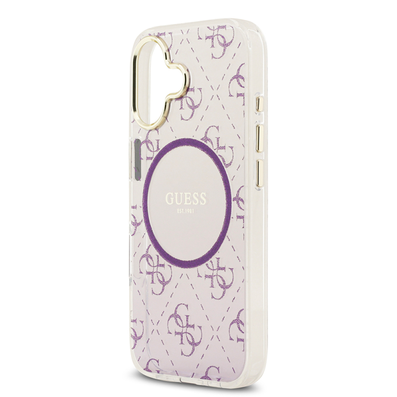 Apple iPhone 17 Case Guess Original Licensed M-safe Charging Feature 4G Patterned Glitter Silicone Cover - 23