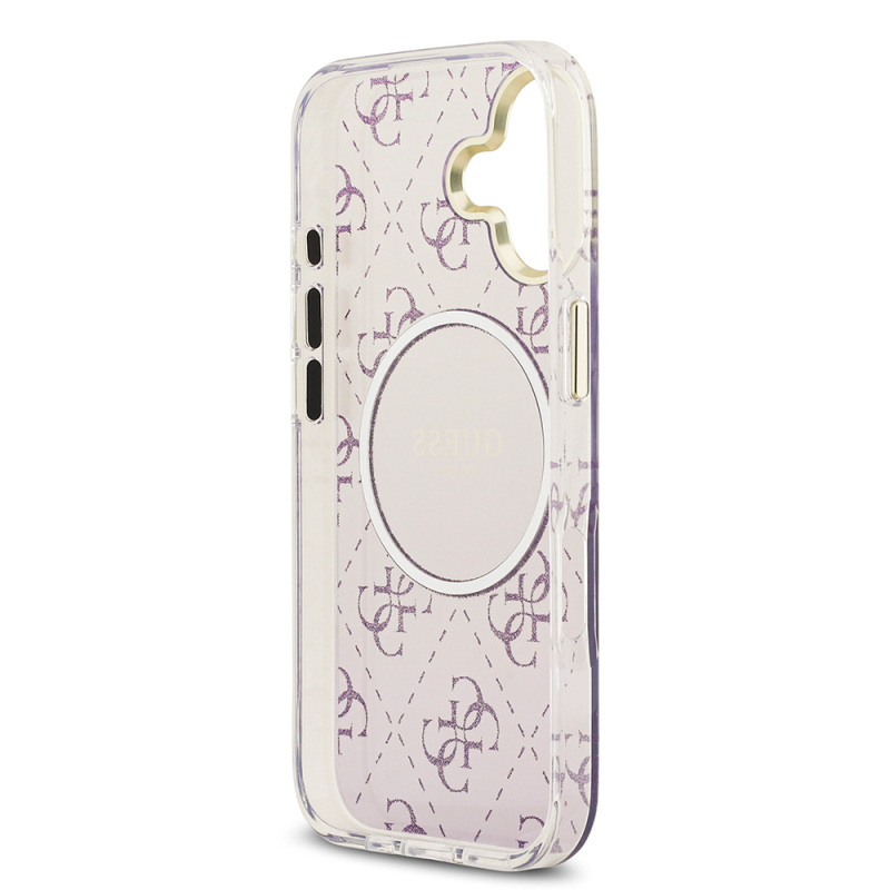 Apple iPhone 17 Case Guess Original Licensed M-safe Charging Feature 4G Patterned Glitter Silicone Cover - 24