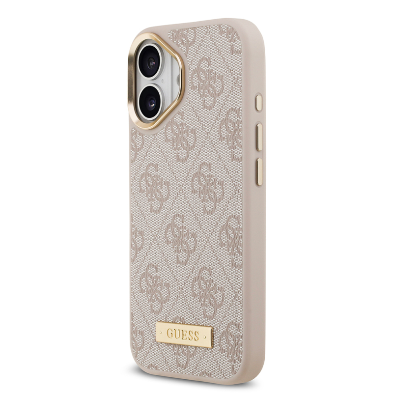 Apple iPhone 17 Case Guess Original Licensed M-safe Charging Feature 4G Patterned PU Metal Plate Classic Logo Cover - 7