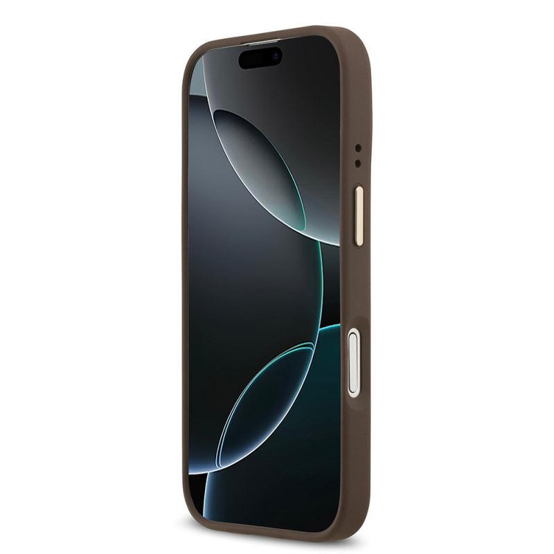 Apple iPhone 17 Case Guess Original Licensed M-safe Charging Feature 4G Patterned PU Metal Plate Classic Logo Cover - 20
