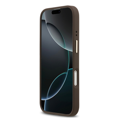 Apple iPhone 17 Case Guess Original Licensed M-Safe Charging Feature Grained Text and Stone 4G Logo Cover - 8