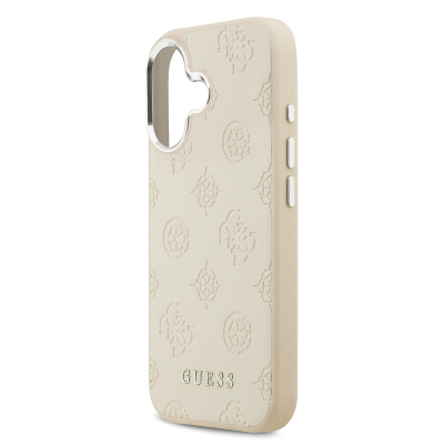 Apple iPhone 17 Case Guess Original Licensed M-Safe Charging Feature Hot Printed Classic Text Logo PU Leather Peony Cover - 8