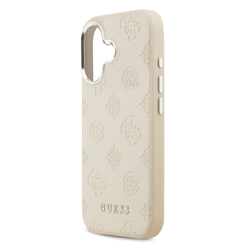 Apple iPhone 17 Case Guess Original Licensed M-Safe Charging Feature Hot Printed Classic Text Logo PU Leather Peony Cover - 8