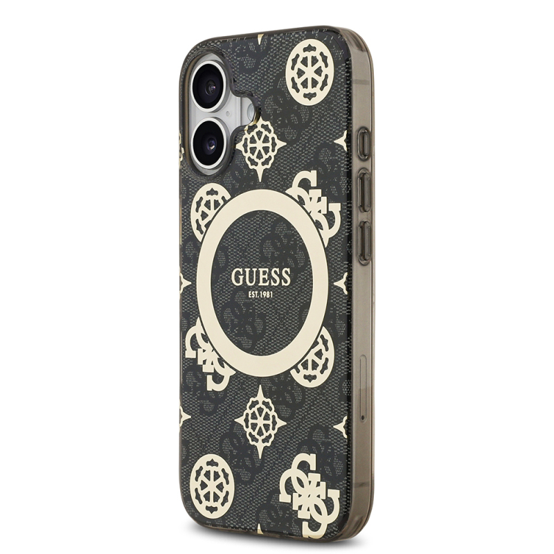 Apple iPhone 17 Case Guess Original Licensed M-Safe Charging Feature IML Peony and 4G Patterned Classic Logo Cover - 5