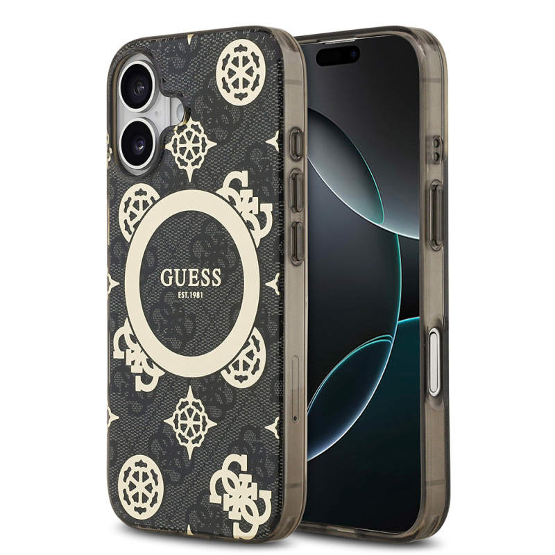 Apple iPhone 17 Case Guess Original Licensed M-Safe Charging Feature IML Peony and 4G Patterned Classic Logo Cover - 2