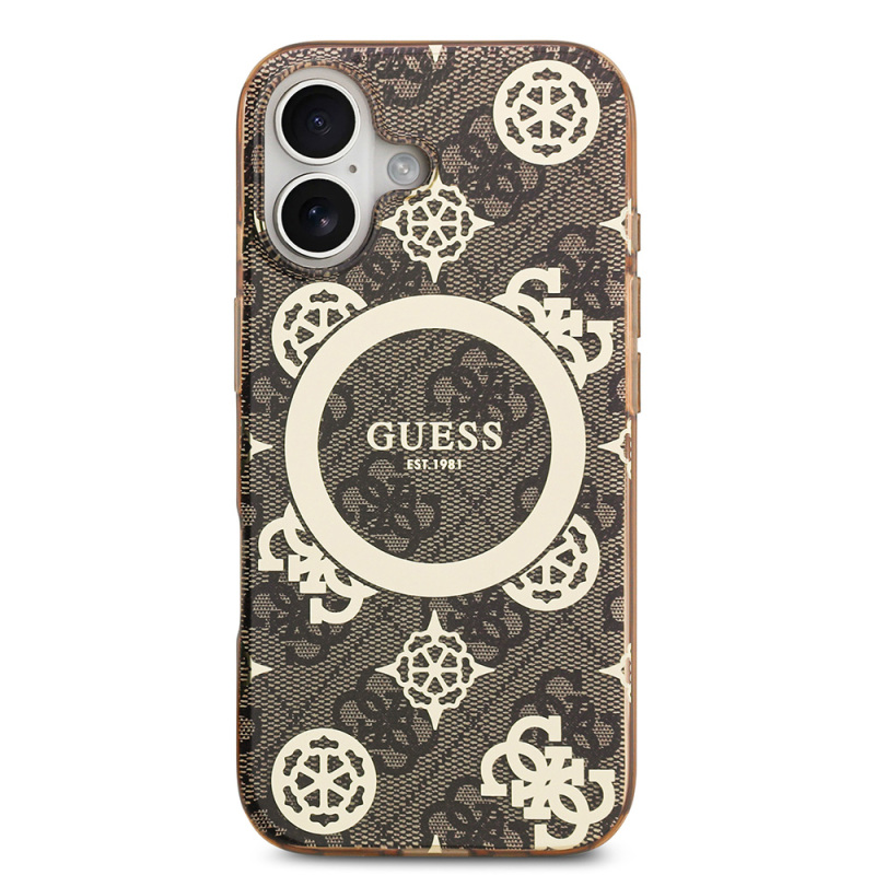 Apple iPhone 17 Case Guess Original Licensed M-Safe Charging Feature IML Peony and 4G Patterned Classic Logo Cover - 13