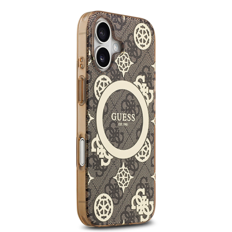 Apple iPhone 17 Case Guess Original Licensed M-Safe Charging Feature IML Peony and 4G Patterned Classic Logo Cover - 14