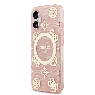 Apple iPhone 17 Case Guess Original Licensed M-Safe Charging Feature IML Peony and 4G Patterned Classic Logo Cover - 19