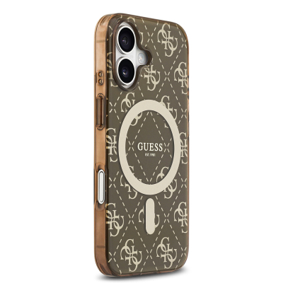 Apple iPhone 17 Case Guess Original Licensed M-Safe Charging Feature IML Printed Classic Logo 4G Patterned Cover - 13
