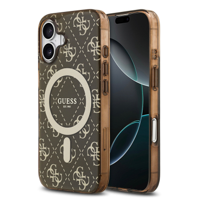 Apple iPhone 17 Case Guess Original Licensed M-Safe Charging Feature IML Printed Classic Logo 4G Patterned Cover - 3