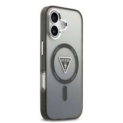 Apple iPhone 17 Case Guess Original Licensed M-Safe Charging Feature IML Printed Triangle Logo Metal Camera Frame Cover - 6