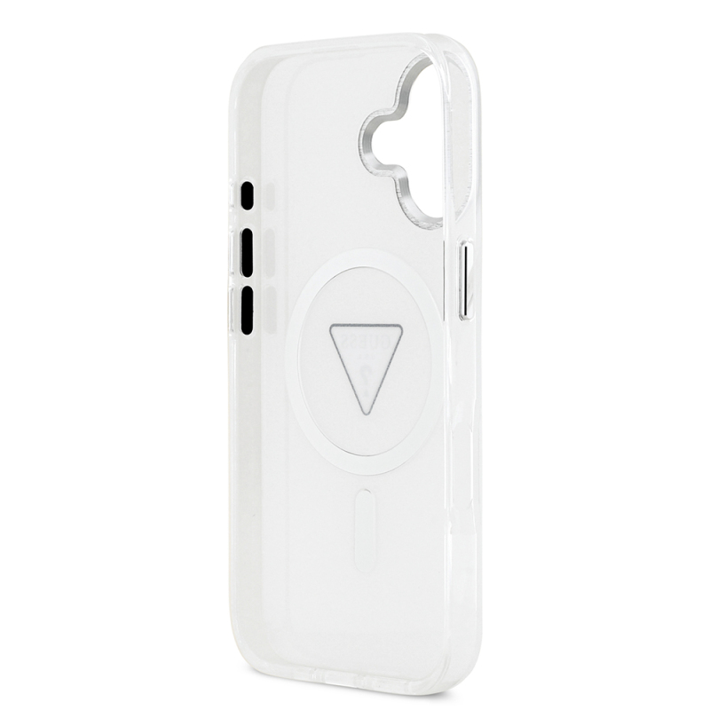 Apple iPhone 17 Case Guess Original Licensed M-Safe Charging Feature IML Printed Triangle Logo Metal Camera Frame Cover - 15