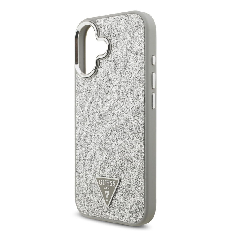 Apple iPhone 17 Case Guess Original Licensed M-Safe Charging Feature Metal Camera Frame Triangle Logo Glitter Cover - 28