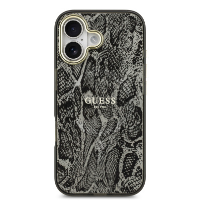 Apple iPhone 17 Case Guess Original Licensed M-safe Charging Feature Text Logo Python Patterned Cover - 5