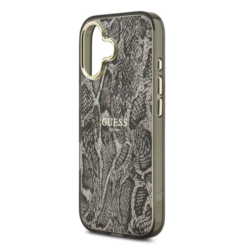Apple iPhone 17 Case Guess Original Licensed M-safe Charging Feature Text Logo Python Patterned Cover - 8