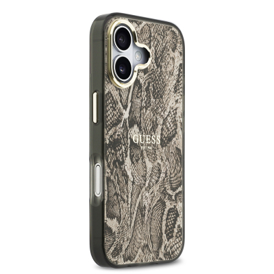 Apple iPhone 17 Case Guess Original Licensed M-safe Charging Feature Text Logo Python Patterned Cover - 13