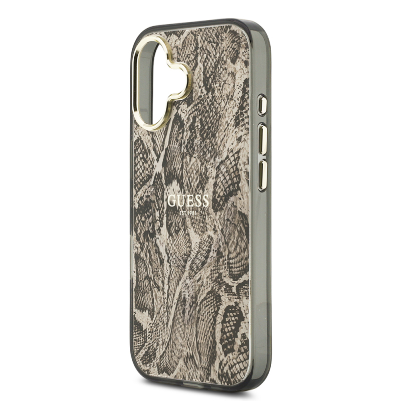 Apple iPhone 17 Case Guess Original Licensed M-safe Charging Feature Text Logo Python Patterned Cover - 15