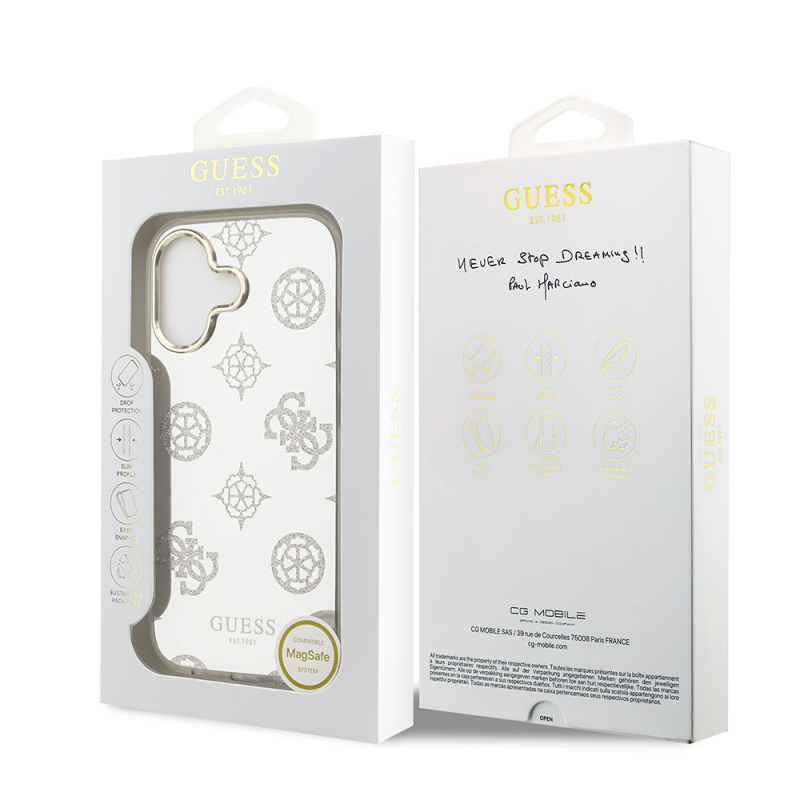 Apple iPhone 17 Case Guess Original Licensed Metal Camera Frame Glitter Mirror Cover - 17