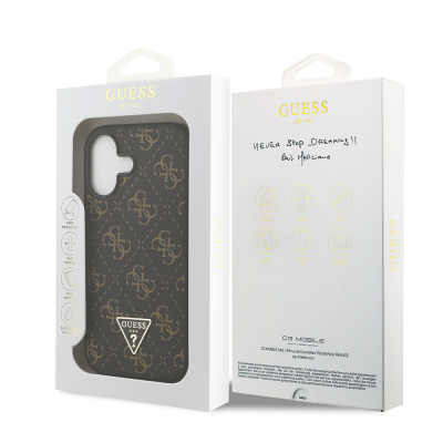 Apple iPhone 17 Case Guess Original Licensed PU Leather 4G Patterned Triangle Logo Cover - 9