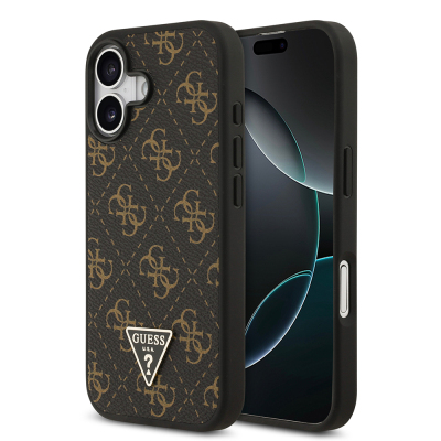 Apple iPhone 17 Case Guess Original Licensed PU Leather 4G Patterned Triangle Logo Cover - 1