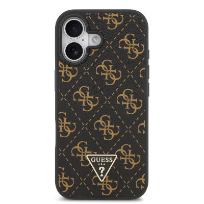 Apple iPhone 17 Case Guess Original Licensed PU Leather 4G Patterned Triangle Logo Cover - 8