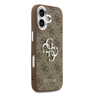Apple iPhone 17 Case Guess Original Licensed Silver Metal Camera Frame 4G Patterned Metal Big 4G and Text Logo Cover - 6