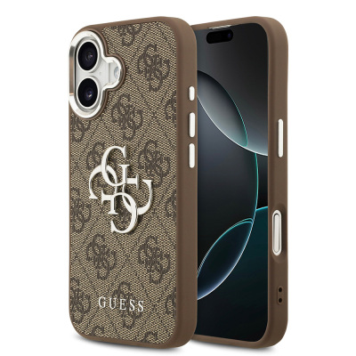 Apple iPhone 17 Case Guess Original Licensed Silver Metal Camera Frame 4G Patterned Metal Big 4G and Text Logo Cover - 2