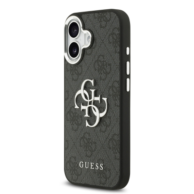 Apple iPhone 17 Case Guess Original Licensed Silver Metal Camera Frame 4G Patterned Metal Big 4G and Text Logo Cover - 10
