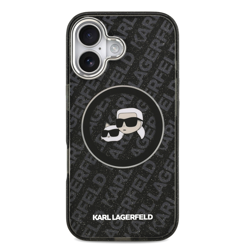 Apple iPhone 17 Case Karl Lagerfeld Original Licensed Glittery Karl & Choupette Heads Cover - 6