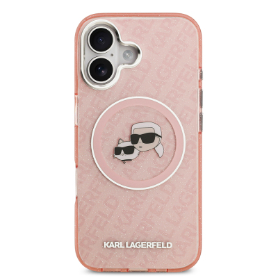Apple iPhone 17 Case Karl Lagerfeld Original Licensed Glittery Karl & Choupette Heads Cover - 13