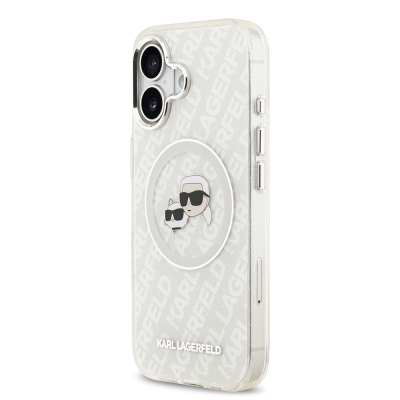 Apple iPhone 17 Case Karl Lagerfeld Original Licensed Glittery Karl & Choupette Heads Cover - 19