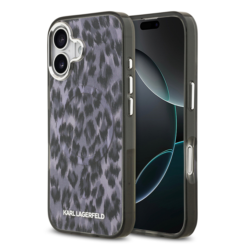 Apple iPhone 17 Case Karl Lagerfeld Original Licensed M-Safe Charging Feature IML Leopard Print Cover - 2