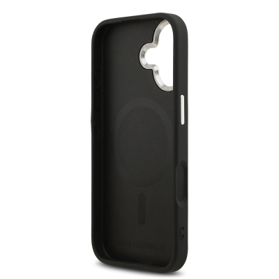 Apple iPhone 17 Case Karl Lagerfeld Original Licensed M-Safe Charging Feature Metal Camera and Button Design Choupette PU Leather Cover - 8