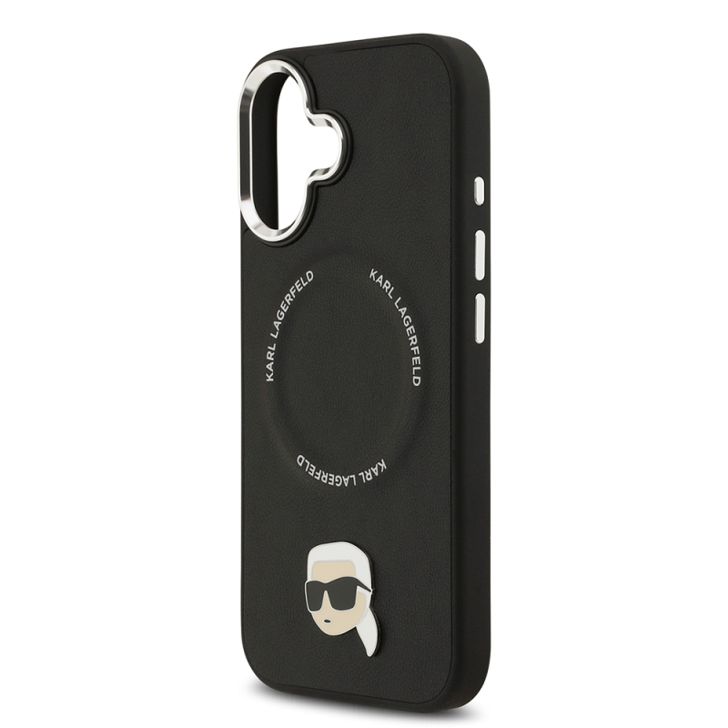 Apple iPhone 17 Case Karl Lagerfeld Original Licensed M-safe Charging Feature Metal Camera and Button Design Karl PU Leather Cover - 7