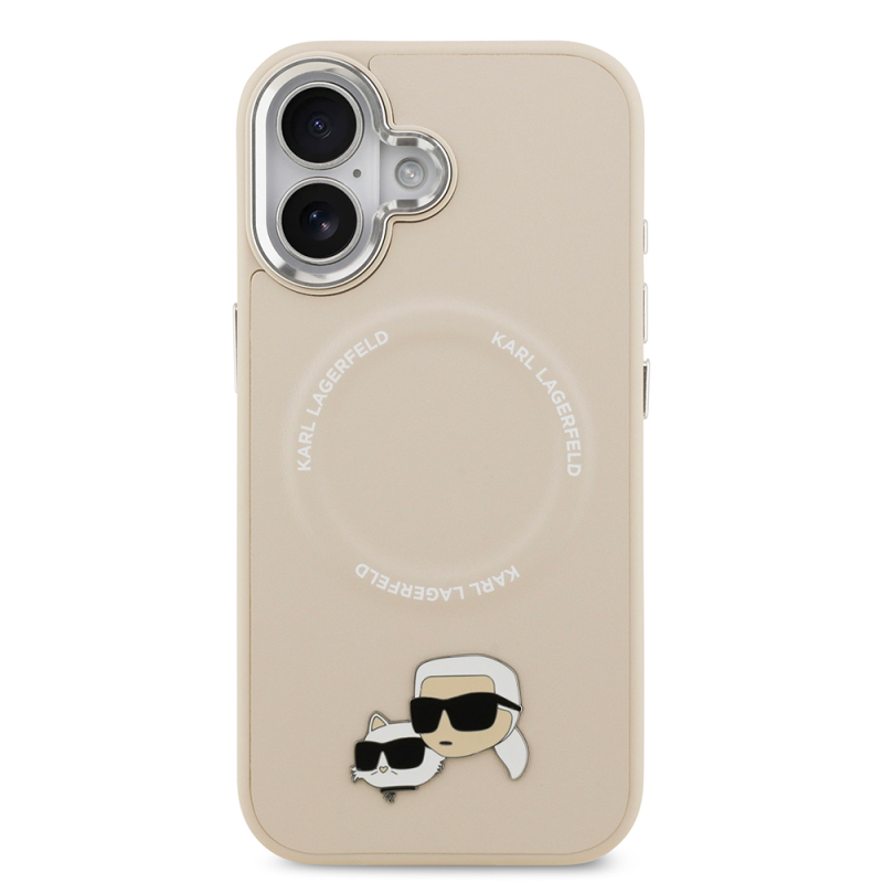 Apple iPhone 17 Case Karl Lagerfeld Original Licensed M-Safe Charging Feature Metal Camera and Button Design K&C PU Leather Cover - 6