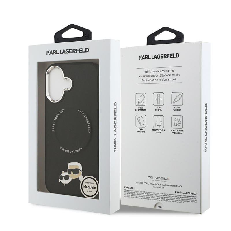 Apple iPhone 17 Case Karl Lagerfeld Original Licensed M-Safe Charging Feature Metal Camera and Button Design K&C PU Leather Cover - 18