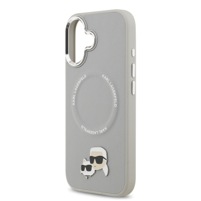 Apple iPhone 17 Case Karl Lagerfeld Original Licensed M-Safe Charging Feature Metal Camera and Button Design K&C PU Leather Cover - 23