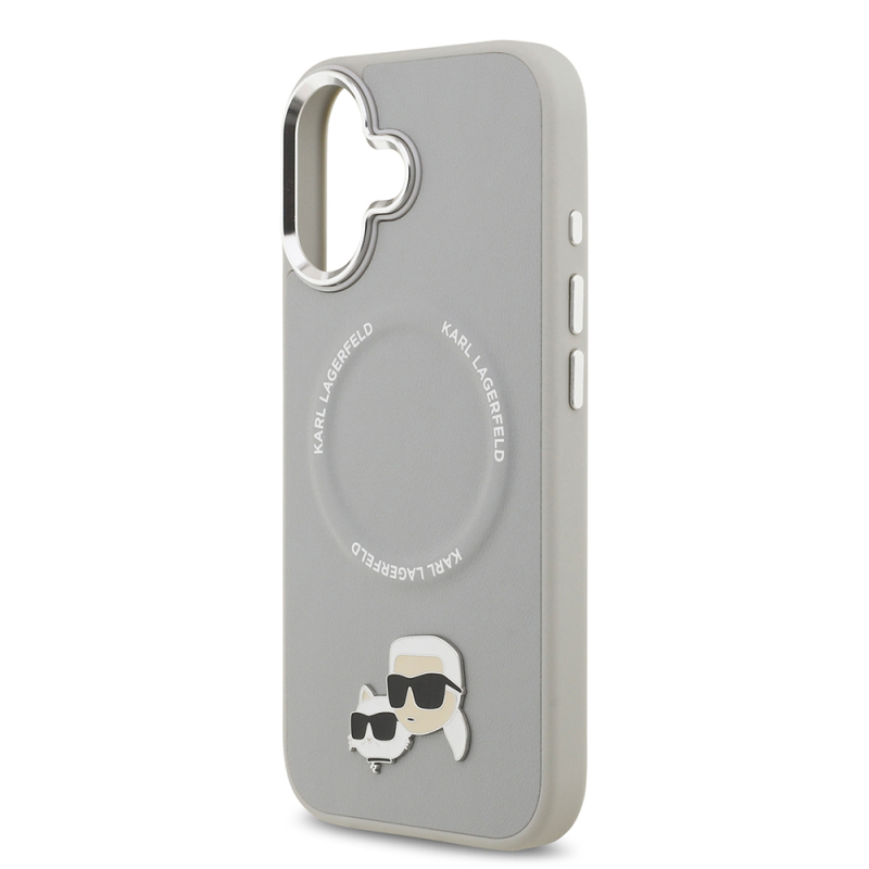 Apple iPhone 17 Case Karl Lagerfeld Original Licensed M-Safe Charging Feature Metal Camera and Button Design K&C PU Leather Cover - 23