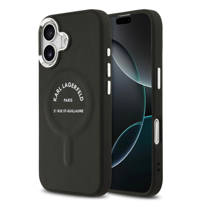 Apple iPhone 17 Case Karl Lagerfeld Original Licensed M-safe Charging Feature Metal Camera and Button Design Paris RSG PU Leather Cover - 1