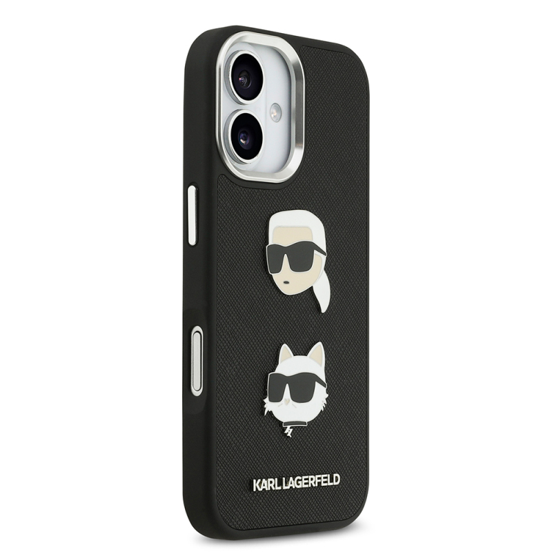 Apple iPhone 17 Case Karl Lagerfeld Original Licensed Metal Logo K&C Heads Pin Cover - 6