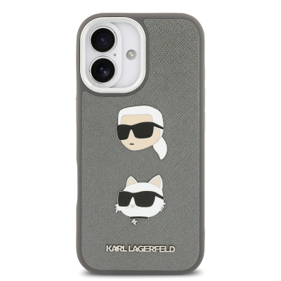 Apple iPhone 17 Case Karl Lagerfeld Original Licensed Metal Logo K&C Heads Pin Cover - 12