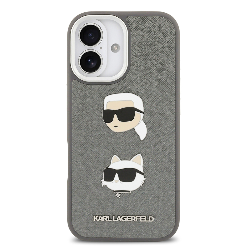 Apple iPhone 17 Case Karl Lagerfeld Original Licensed Metal Logo K&C Heads Pin Cover - 12