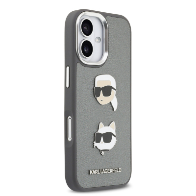 Apple iPhone 17 Case Karl Lagerfeld Original Licensed Metal Logo K&C Heads Pin Cover - 13
