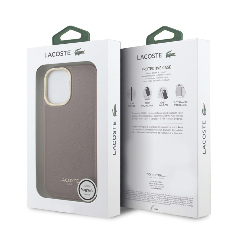 Apple iPhone 17 Case Lacoste Original Licensed M-Safe Charging Feature Champs Elysees PU Leather Design Cover - 23
