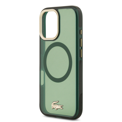 Apple iPhone 17 Case Lacoste Original Licensed M-Safe Charging Feature Gold Crocodile Logo Frosted Cover - 9