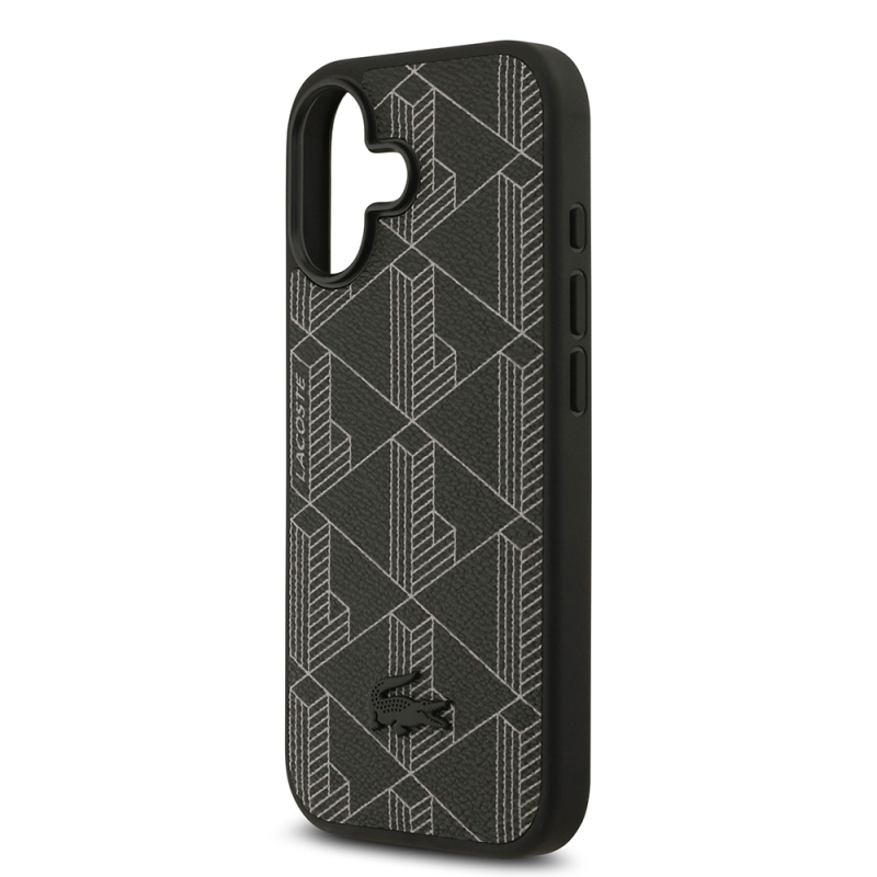 Apple iPhone 17 Case Lacoste Original Licensed M-Safe Charging Feature PU Leather Design Card Holder Mixed Monogram Pattern Cover - 4
