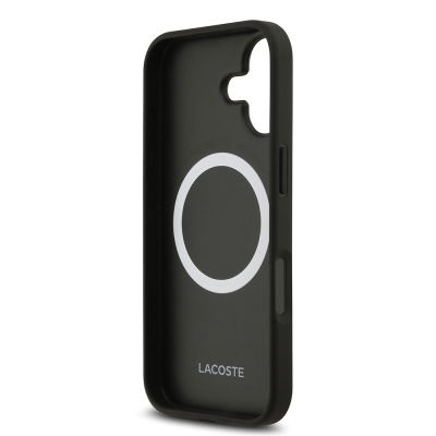 Apple iPhone 17 Case Lacoste Original Licensed M-Safe Charging Feature PU Leather Design Card Holder Mixed Monogram Pattern Cover - 7